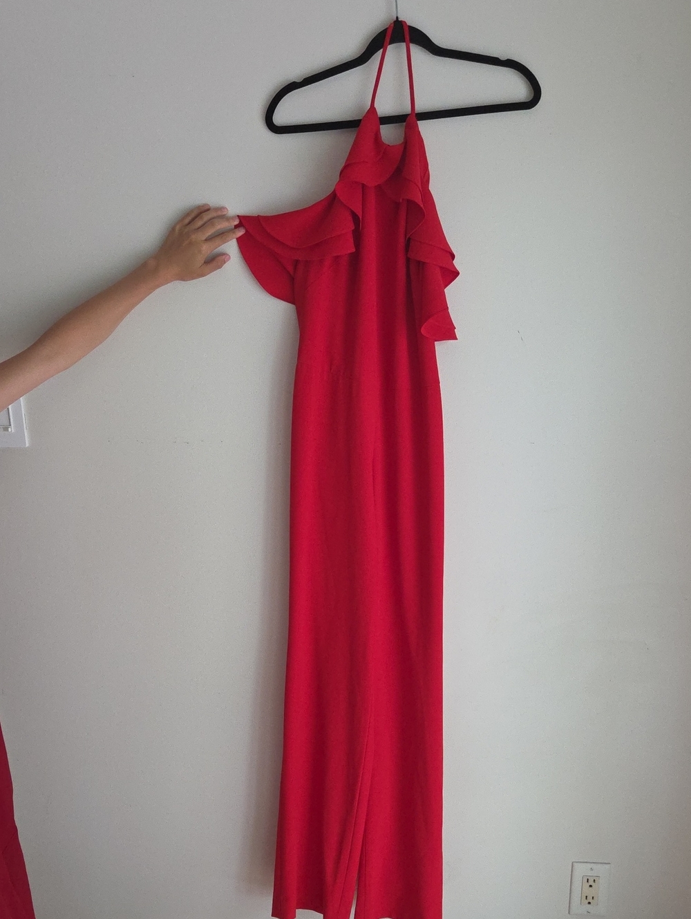 INTERMIX Red One-Shoulder Ruffle Maxi Dress - Picture 1 of 5